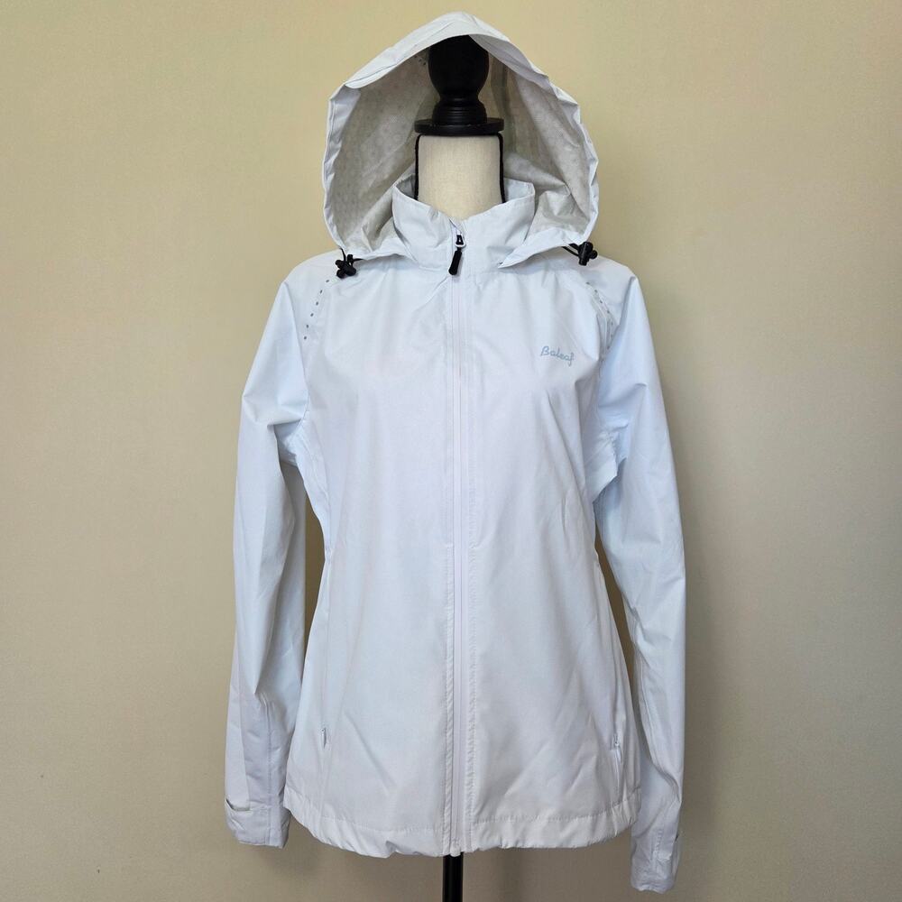 Baleaf Women's M Reflective Cycling Jacket Wind/Waterproof Hood Pockets White